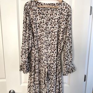 Loft: leopard print swing shift dress w/ tie waist